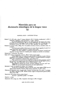 Materiales para un diccionario etimologico de la lengua vasca