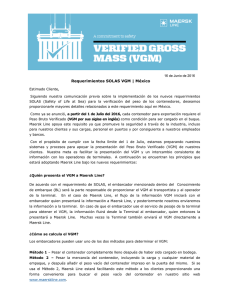 MAERSK LINE - Aviso a Clientes sobre VGM