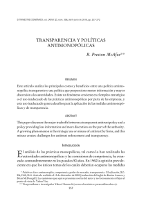 TRANSPARENCIA Y POLÍTICAS ANTIMONOPÓLICAS R. Pres ton