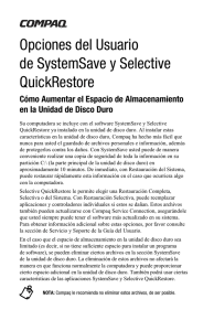 Opciones del Usuario de SystemSave y Selective QuickRestore