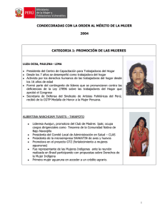 Condecoradas 2004-2009 - Ministerio de la Mujer y Poblaciones