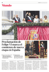 Proclamación de Felipe VI marca el comienzo de nueva etapa en