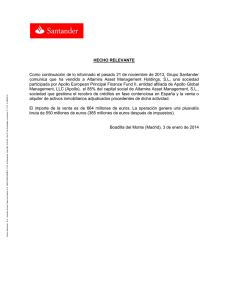 Santander comunica que ha vendido a una entidad afiliada de