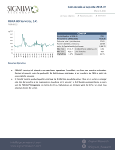 Comentario al reporte 2015-IV FIBRA HD Servicios, SC