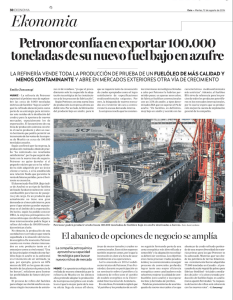 Petronor confía en exportar 100.000 T de fuel bajo en azufre