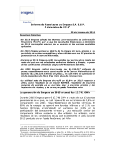 Reporte Financiero Emgesa a Diciembre de 2015