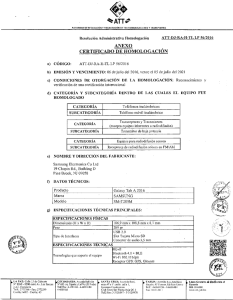 anexo certificado de homologación