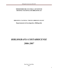 Bibliografía Costarricense 2006-2007 Temática