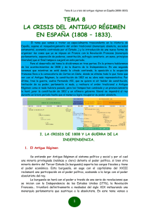 tema 8 la crisis del antiguo régimen en españa (1808 – 1833).