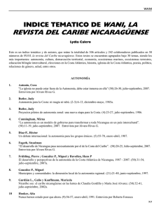 Índice Temático Revista WANI - Revista de Temas Nicaragüenses