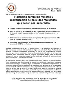 Violencias contra las mujeres y militarización de país: dos