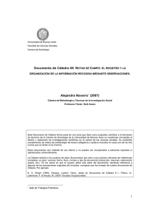 Documento de Cátedra 40: NOTAS DE CAMPO: EL REGISTRO Y