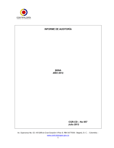 Informe Contraloría Auditoria SENA Vigencia 2012