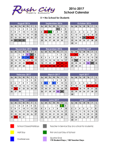 School Calendar - Rush City School District 139