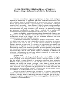 PREMIO PRINCIPE DE ASTURIAS DE LAS LETRAS, 2001 Discurso