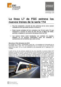 La línea L7 de FGC estrena los nuevos trenes de la serie 114