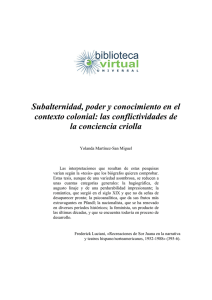 Subalternidad, poder y conocimiento en el contexto colonial: las