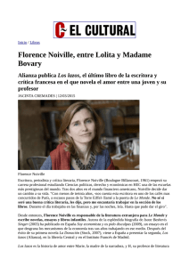 Florence Noiville, entre Lolita y Madame Bovary Alianza publica Los