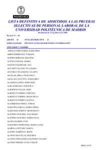 Listas definitivas de admitidos de Técnico Auxiliar de Servicios e