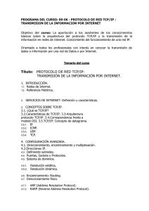 Título: PROTOCOLO DE RED TCP/IP: TRANSMISIÓN DE LA