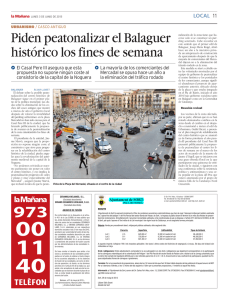 Piden peatonalizar el Balaguer histórico los fines de