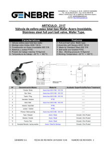 ARTICULO: 2117 Válvula de esfera paso total tipo Wafer