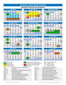 School Year Calendar Template - American Indian Model Schools