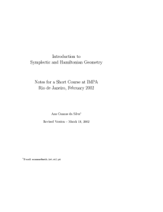 Introduction to Symplectic and Hamiltonian Geometry Notes for a