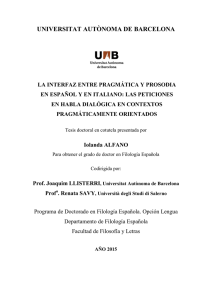 La interfaz entre pragmática y prosodia en español y en