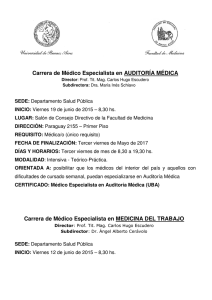Carrera de Médico Especialista en AUDITORÍA MÉDICA Carrera de