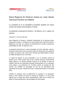 Iberia Regional Air Nostrum enlaza en vuelo directo Clermont