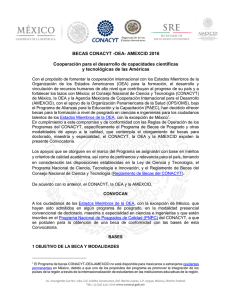 BECAS CONACYT -OEA- AMEXCID 2016 Cooperación