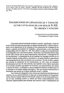 Inscripciones en Lipsanotecas y Tapas de Altar Catalanas de los