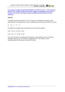 3.-La primera energía de ionización del fósforo es de 1012 kJ· mol