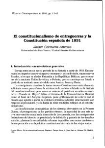 El constitucionallsmo de entreguerras y la Constitución española de