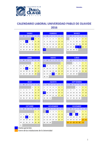 Calendario Laboral 2016 - Universidad Pablo de Olavide, de Sevilla