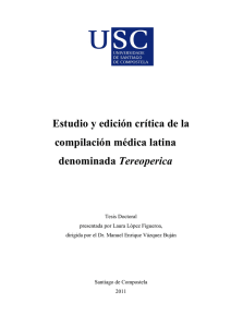 Estudio y edición crítica de la compilación médica latina