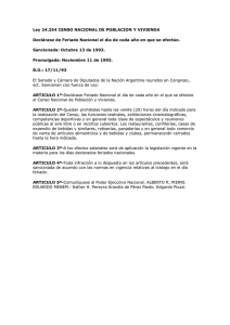 Ley 24.254 CENSO NACIONAL DE POBLACION Y VIVIENDA