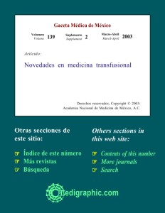 Novedades en medicina transfusional