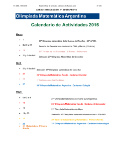 Olimpíada Matemática Argentina Calendario de Actividades 2016