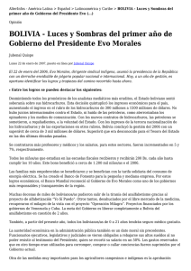 BOLIVIA - Luces y Sombras del primer año de Gobierno