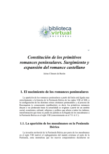 Constitución de los primitivos romances peninsulares. Surgimiento y
