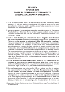 Informe 2013 sobre el CIE Zona Franca de Barcelona