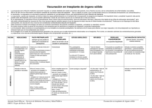 Vacunación en trasplante de órgano sólido. Coordinadora Andaluza