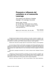 Presencia e influencia del castellano en el manuscrito Lazarraga. IN