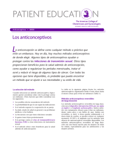 Patient Education Booklet, SB020, Los anticonceptivos