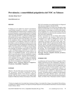 79. Prevalencia y comorbilidad psiquiátrica del TOC en Tabasco.