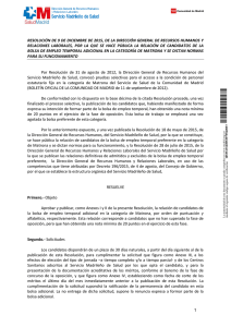 Resolución - Comunidad de Madrid
