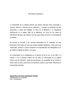 Información Importante La Universidad de La Sabana informa que