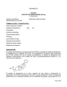 PROSPECTO ZYTIGA ACETATO DE ABIRATERONA 250 mg